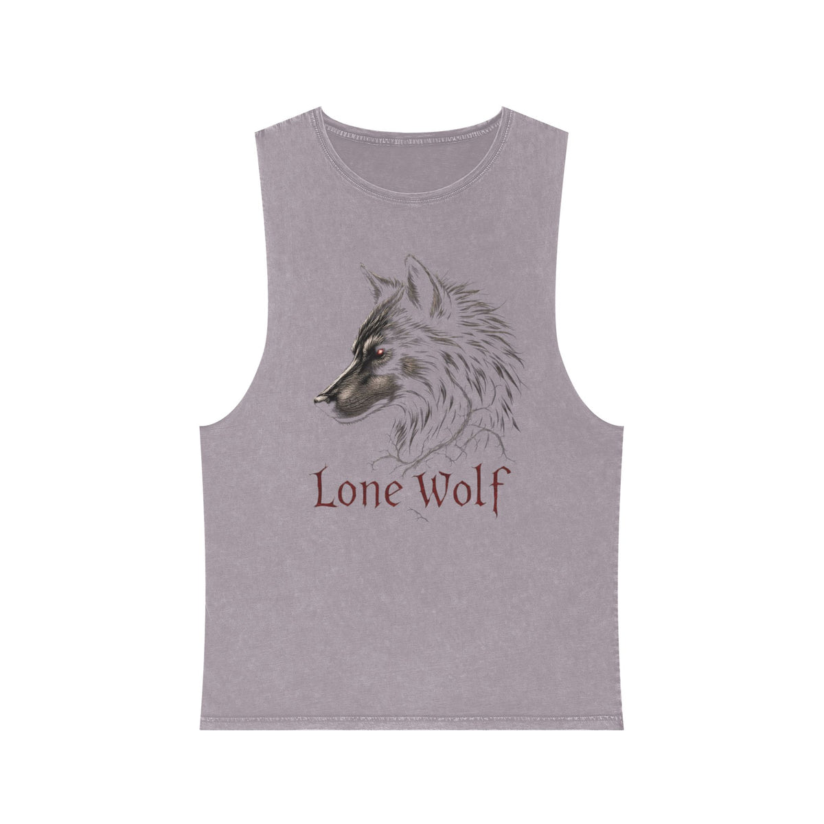 "Lone Wolf" Tank Top — Stonewash Wolf Graphic Muscle Tee