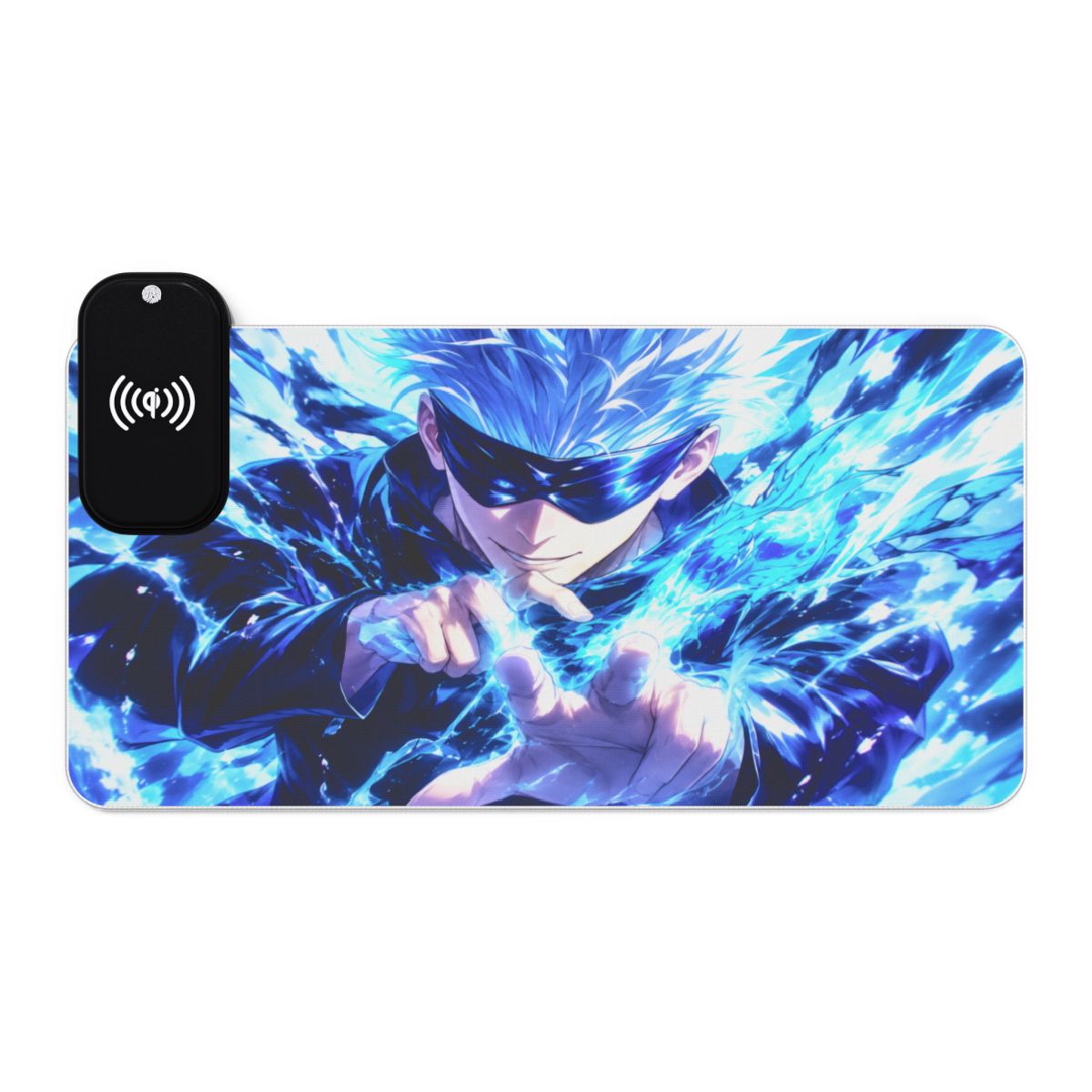 "Gojo" LED Gaming Mouse Pad with Wireless Charger – Anime Blue Energy Design