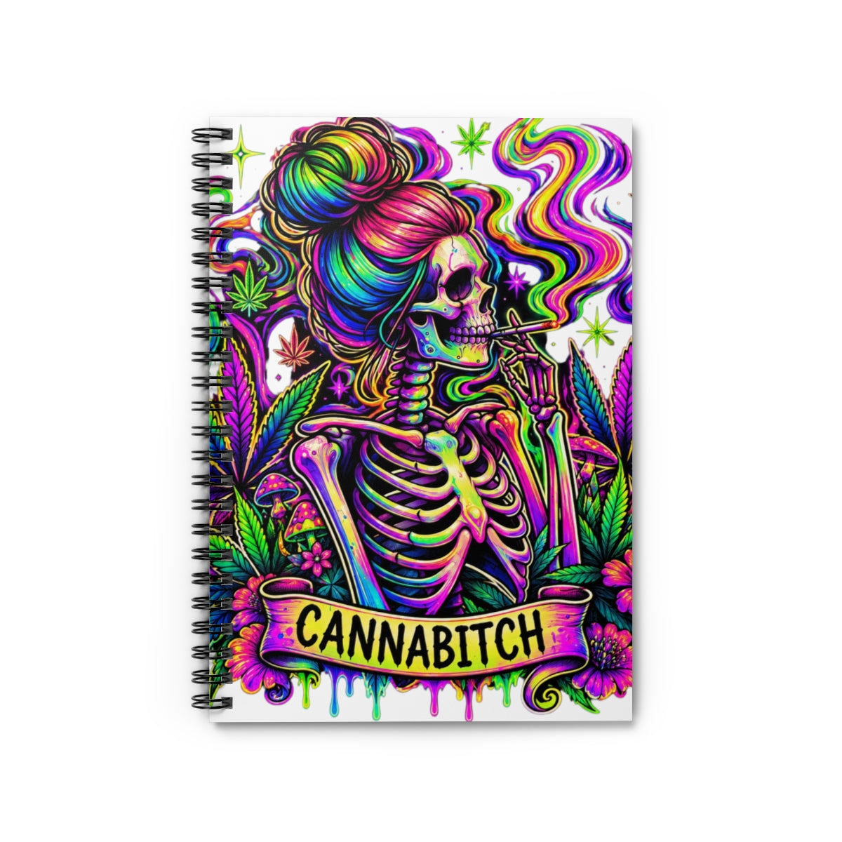 Cannabitch Spiral Notebook — Colorful Skeleton Cannabis Journal (Ruled)