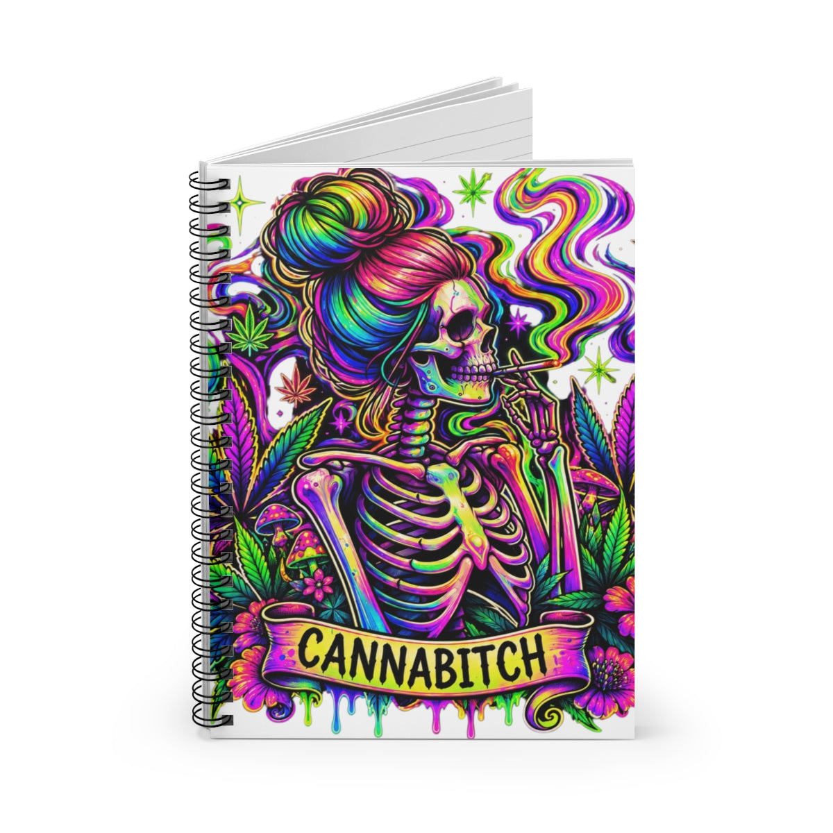 Cannabitch Spiral Notebook — Colorful Skeleton Cannabis Journal (Ruled)