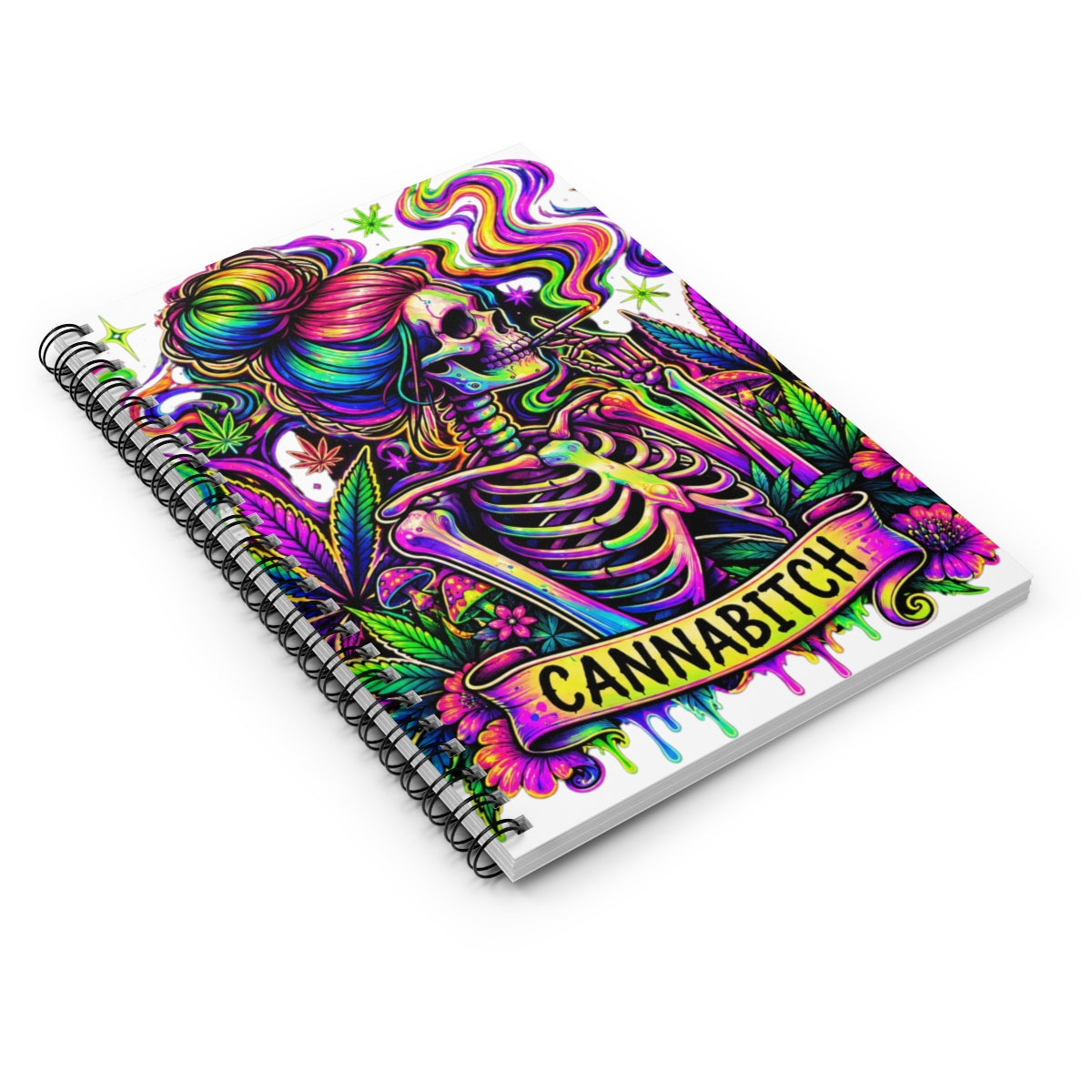Cannabitch Spiral Notebook — Colorful Skeleton Cannabis Journal (Ruled)