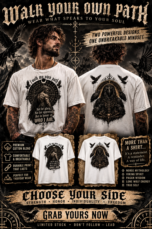 "Pagan's Path" Pagan Warrior, Pagan Art T-Shirt, Stylish T-Shirt