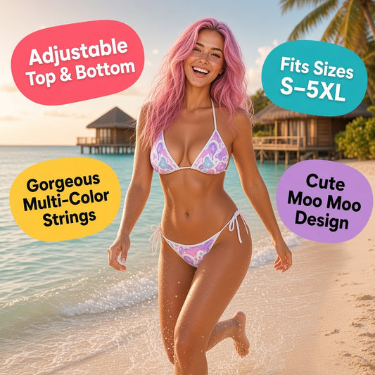 "Cloud Cow" Bikini, swimsuit, swimwear, Cow print, Cute style