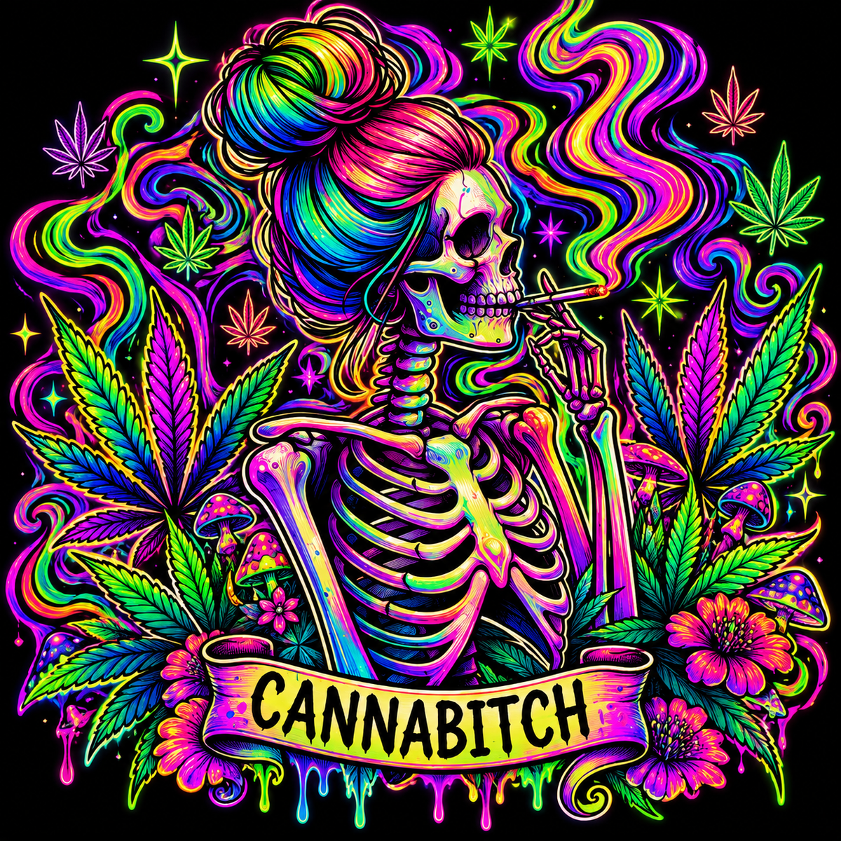"Cannabitch" Skeleton Cannabis Backpack — Psychedelic Stoner Daypack